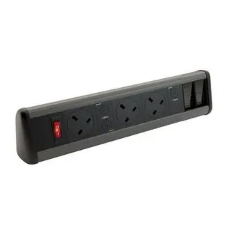 P-PACK Desk Black/Grey 3x Power - 2x Cat 6 Coupler - MS P-PACK Desk Black/Grey 3x Power - 2x Cat 6 Coupler - MS