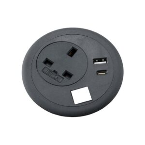 Combo Black 80mm UK Power - Dual A&C USB - + Empty Slot