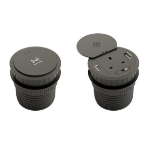 Combo Black 80mm UK Power - USB A QC & C PD USB - Wireless