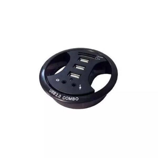 BLACK 80MM GROMMET - 3 X USB HUB- 1 X SD/MMC- 1 X MS & 3.5MM